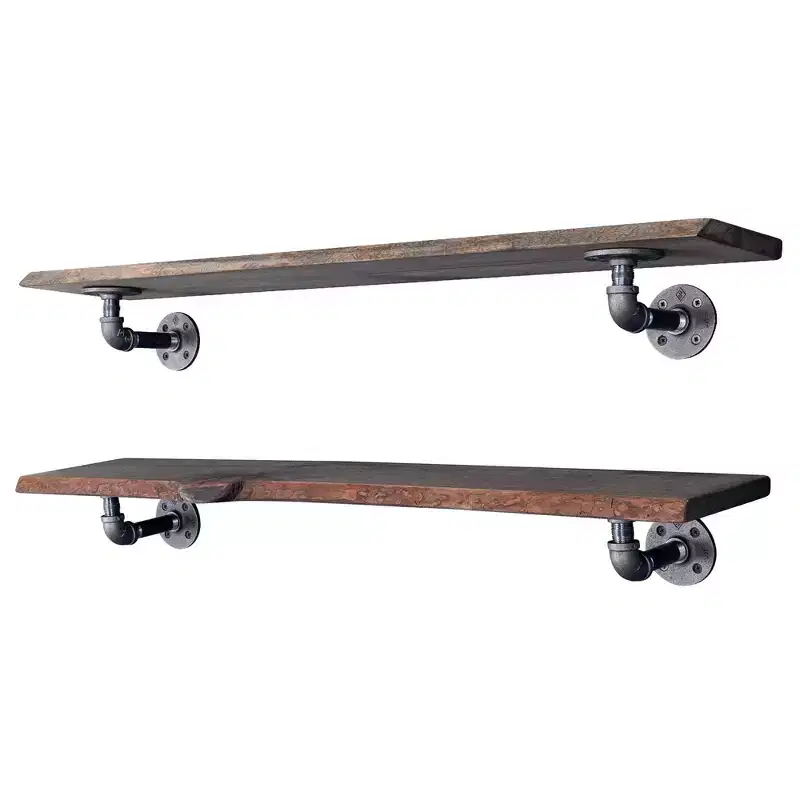 36 Wood Shelf with L-Shaped Pipe Brackets (2-Pack)