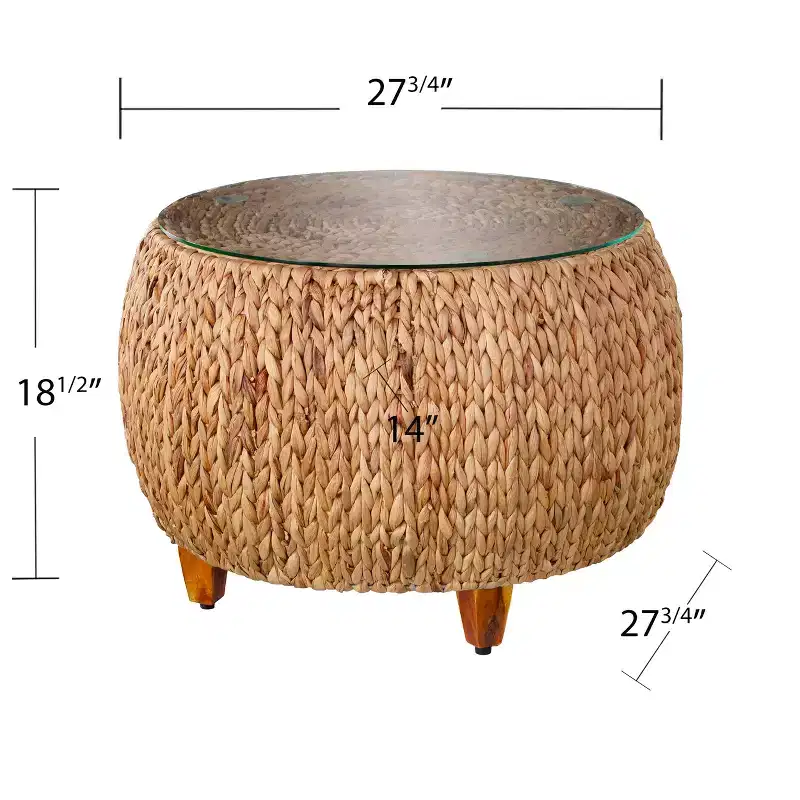 Jaymes Metal/Glass Round Cocktail Table - Black - SEI