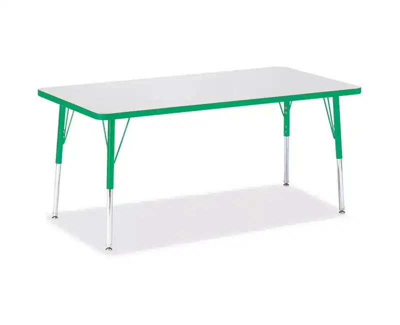 Adult Height Color-Edge Rectangle Activity Table 30x60, Green