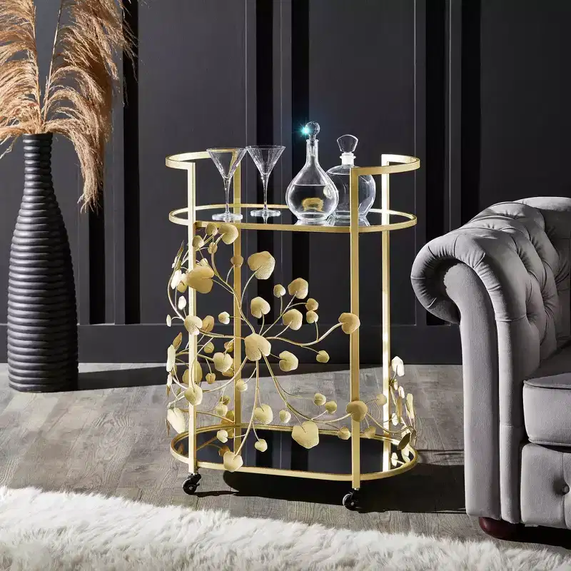 Lindenwood Bar Cart with Mirror - Gold/Mirror - iNSPIRE Q