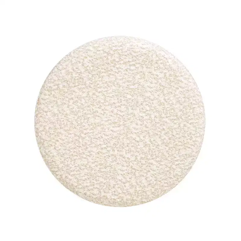 JTH LUXE Hampton 18 Round Upholstered Ottoman with Scalloped Base,