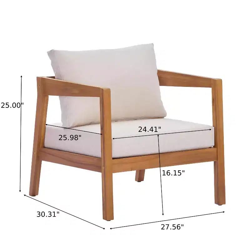 Christopher Knight Home Kittisak Farmhouse Acacia Wood Upholstered Patio Lounge Chairs with Cushion (Set of 2)