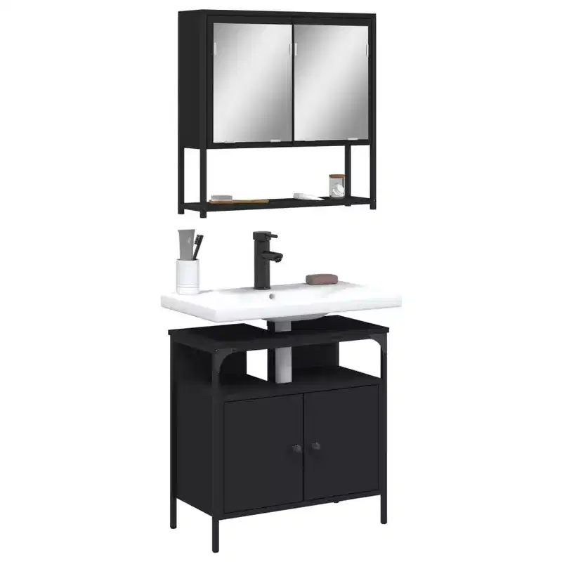 vidaXL Bathroom Furniture Set with Shelf 2 pcs Engineered wood Sets Storage