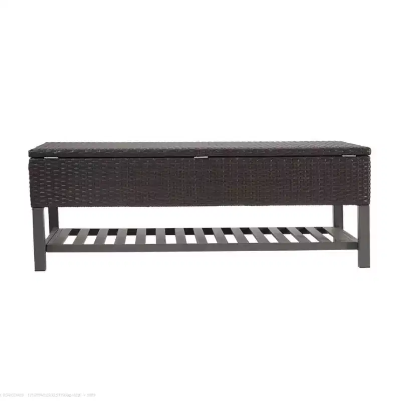 Brown Multi Rattan Storage Bench, Spacious, for Entryway & Patio