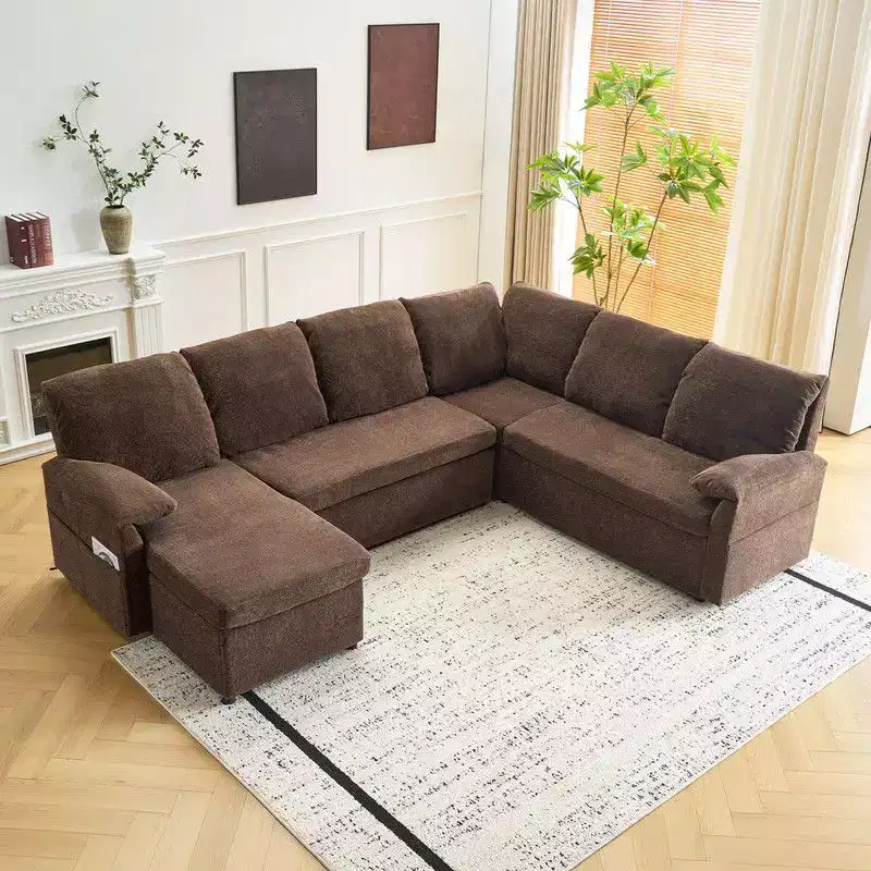 Karl Home |Upholstered Velvet U-Shaped Sectional Sleeper Sofa Corner Sectional Sofa Bed