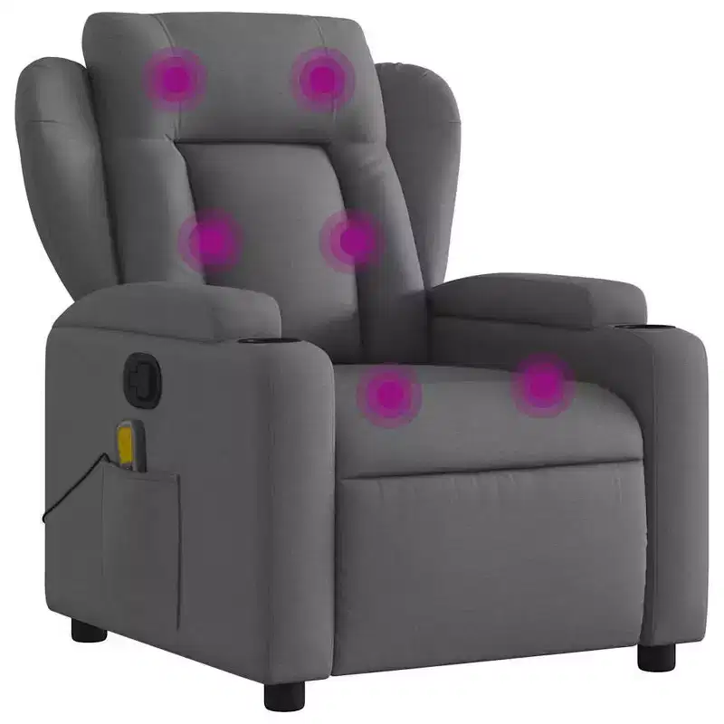 Massage Recliner Chair Dark Gray Fabric