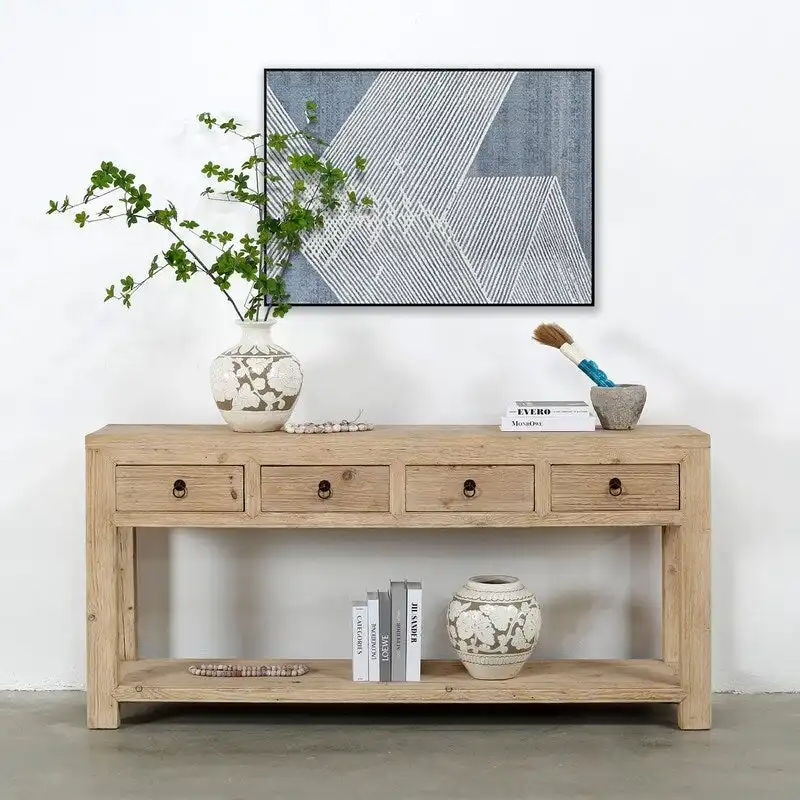 70 Long Capri 4 drawers Sideboard Weathered Natural Pinewood Solid Top