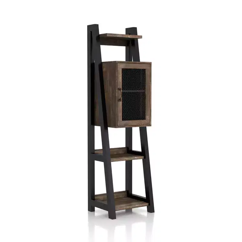 HOMES: Inside + Out Kolher 2 Shelf Media Tower Bookshelf Brown: Farmhouse Style, 6-Tier, Open & Adjustable Storage