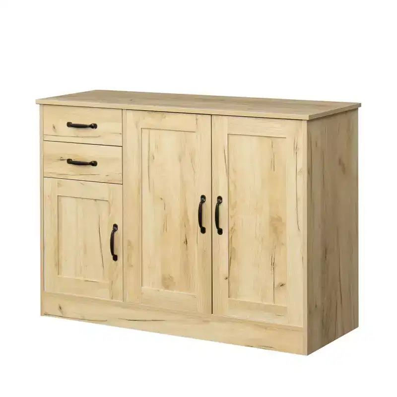 CLIHOME 3 Doors Modern Wood Buffet Sideboard, Entryway Serving Storage Cabinet, Dining Room Console