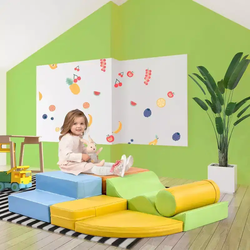 6-in-1 Climb Crawl Activity Play Set for Toddler Indoor Active Play Structure Climbing Crawling Toys Gym Equipment for Boys Girls Colorful