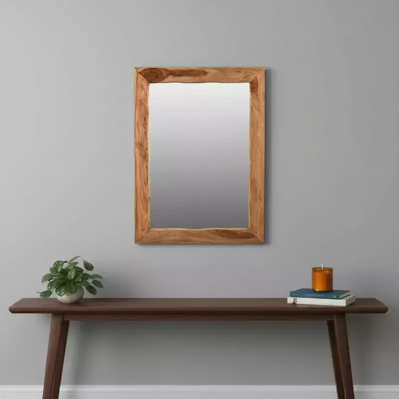 HomeRoots 44 Brown Solid Wood Live Edge Framed Accent Mirror