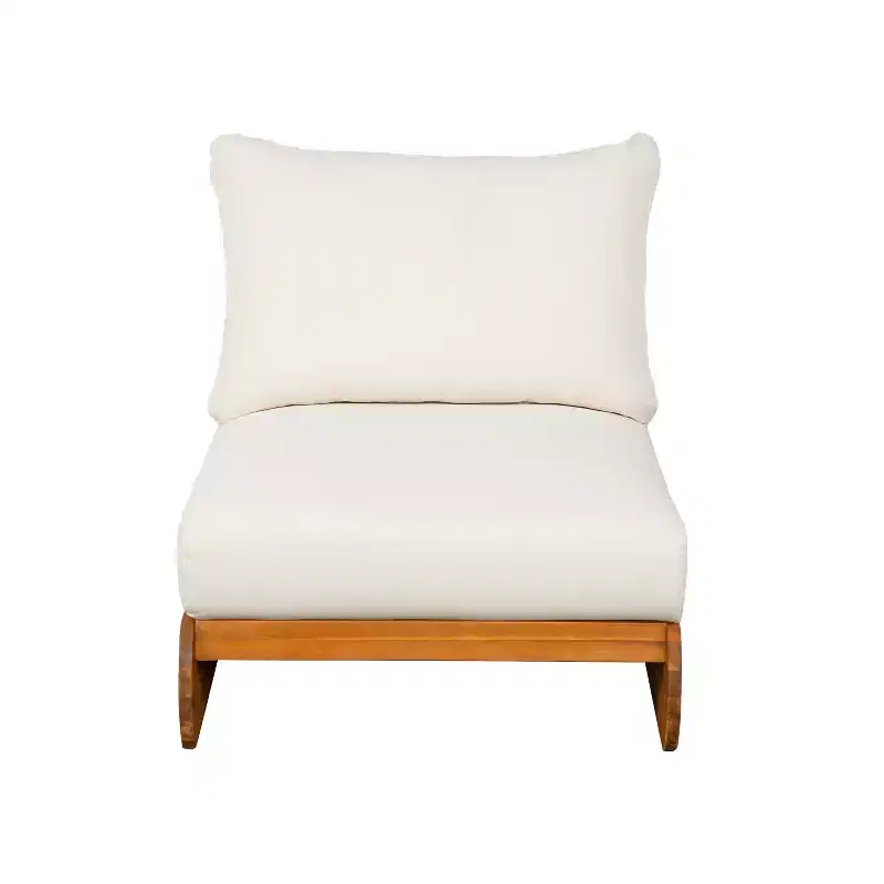 ModernLuxe Outdoor Lounge Chair, Acacia Wood Patio Accent Club Chair with Water-Resistant Cushions