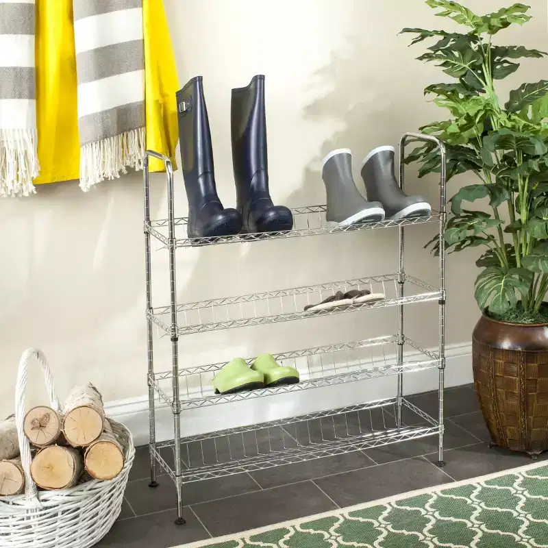Lidia Adjustable Shoe Rack - HAC1007 - Chrome - Safavieh