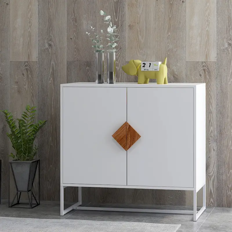 CUSchoice Solid wood square shape handle 2 doors sideboard