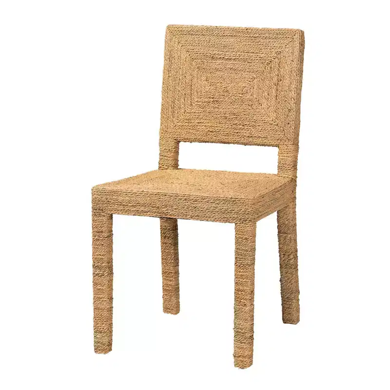 bali & pari Anfield Natural Seagrass and Mahogany Wood Dining Chair Natural: Solid Pattern, No Assembly Required