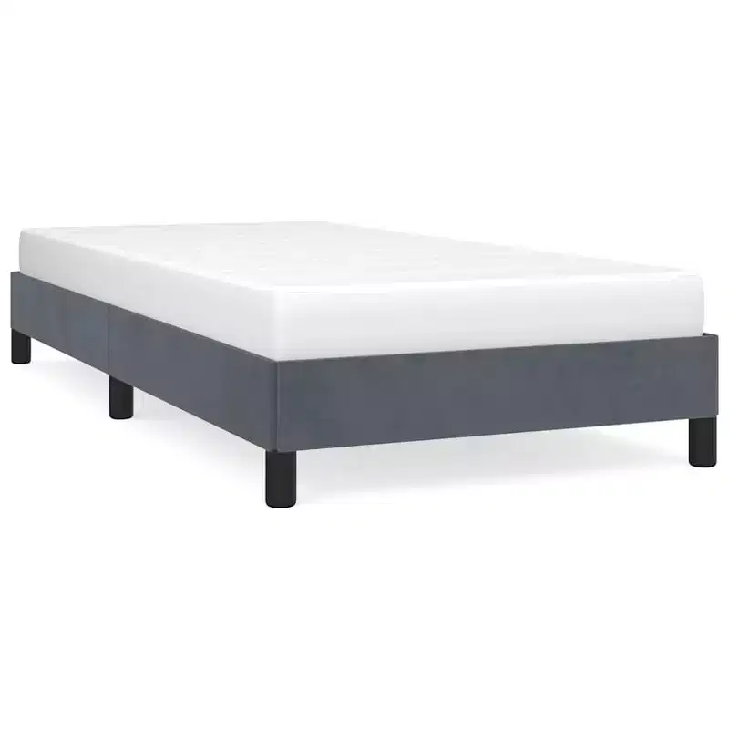 Bed Frame Dark gray Velvet (100% polyester), Plywood, Engineered wood