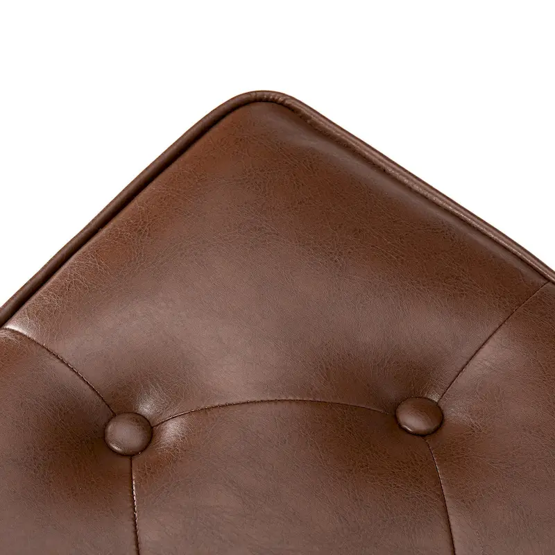 Black / Coffee Mid-Century Button-Tufted PU Leather Ottoman