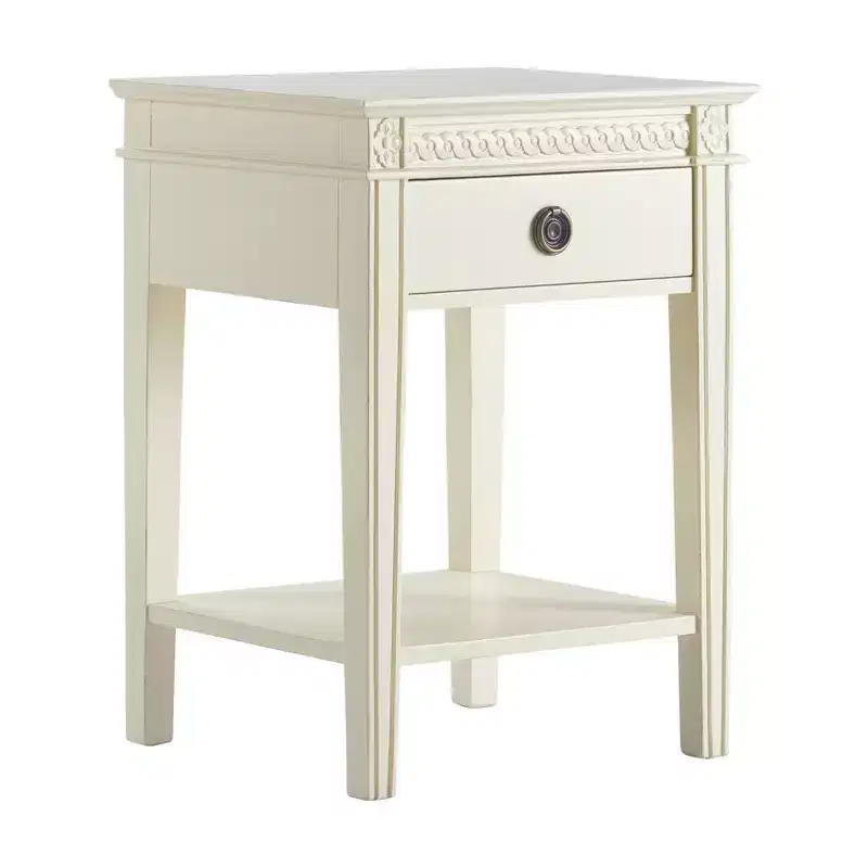 Antique White One-Drawer End Table - French Countryside Style