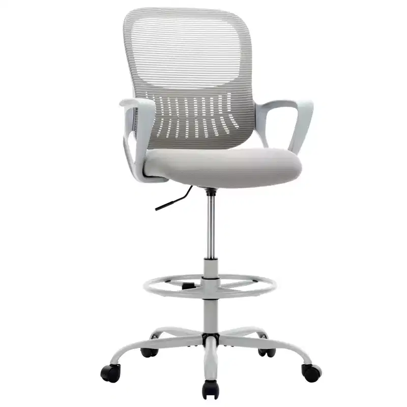 Adjustable Foot Ring Feature on Tall Office Chair, Designed for Standing Desks, Counter Height