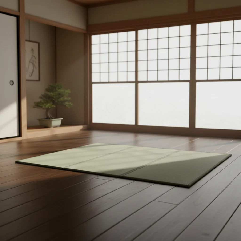 Queen Size Foldable Japanese Tatami Mat – Natural Rush Grass, Non-Slip, Green