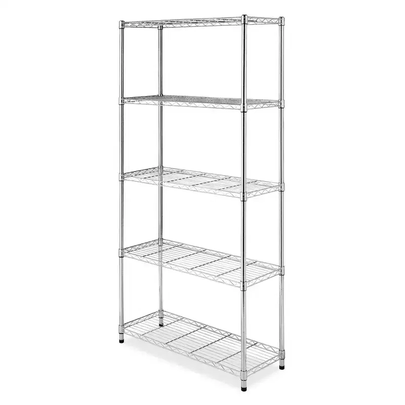 Whitmor Supreme 5 Tier Shelving Chrome Silver: Steel Wire Shelf, Metal Shelving Unit, 1750 lbs Capacity, 36 W x 14 D x 72 H