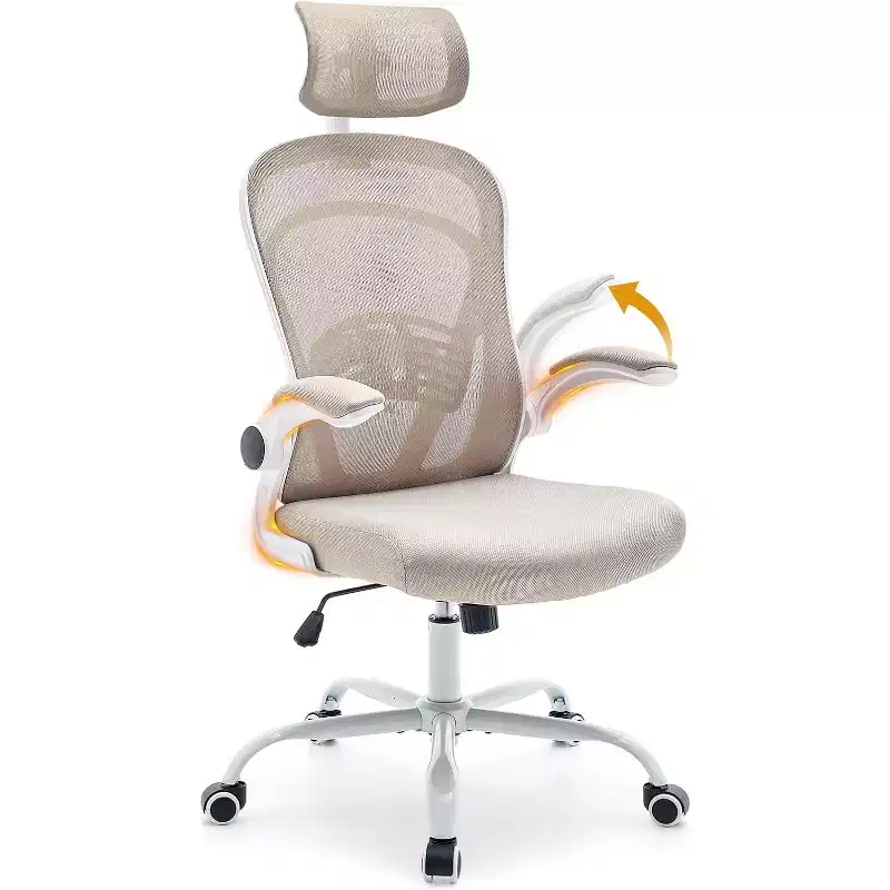 Ergonomic Office Chair, Computer Desk Chair Comfy with Flip-Up Armrests,Comfortable Lumbar Support Gaming Chairs for Bedroom,Study,Student,Wide Seat