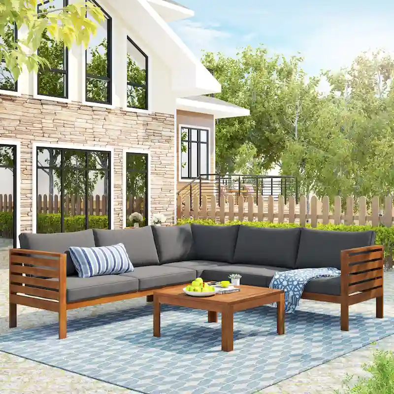 Miller Outdoor French Coutry Sectional Sofa Sets by GDFStudio