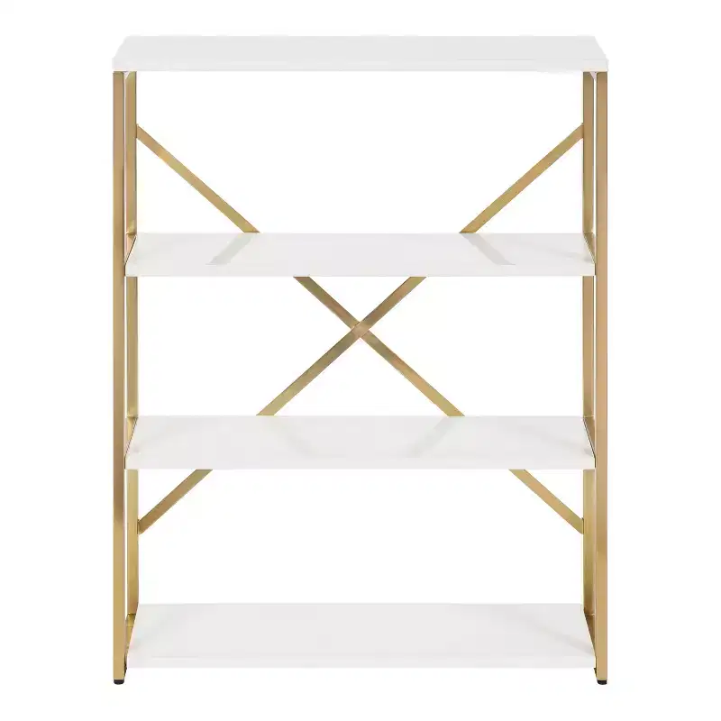 Kate & Laurel All Things Decor 24"x32"x8" Ascott 4-Tier Wall Shelf White: Luxury Glam Style, Plastic Frame