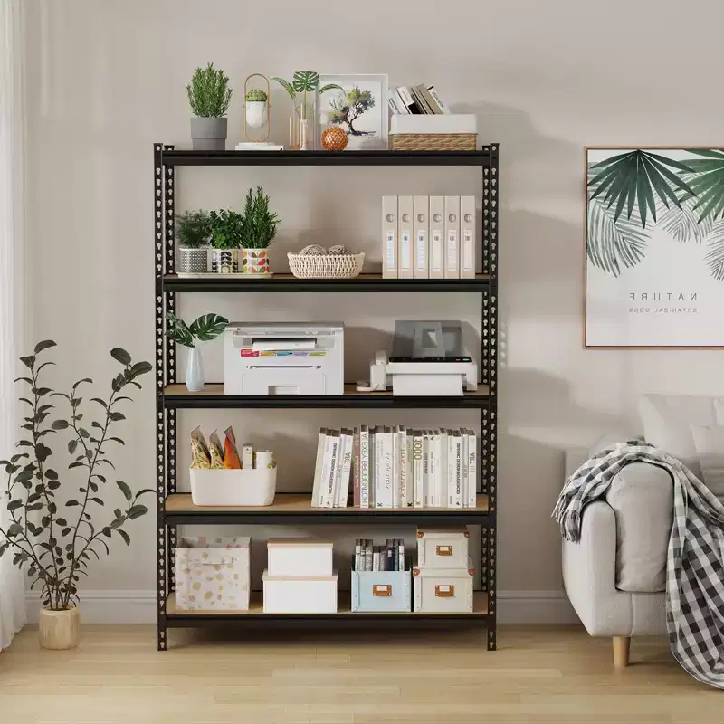 Storage Shelves, 5 Tier Heavy Duty Metal Utility Shelving Unit 48x18x73 Inch - Adjustable Rack for Garage Kitchen