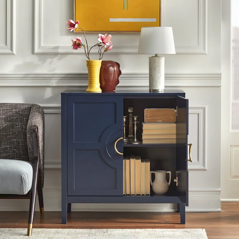 Console Cabinet with Adjustable Shelf and Metal Handles