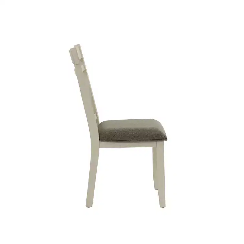 Fabric Dining Chairs with Slatted Backrest in Grey and White