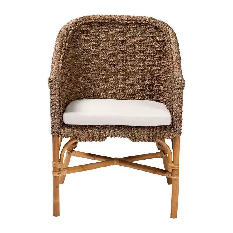bali & pari Luis Seagrass and Rattan Arm Chair Natural Seagrass/Natural