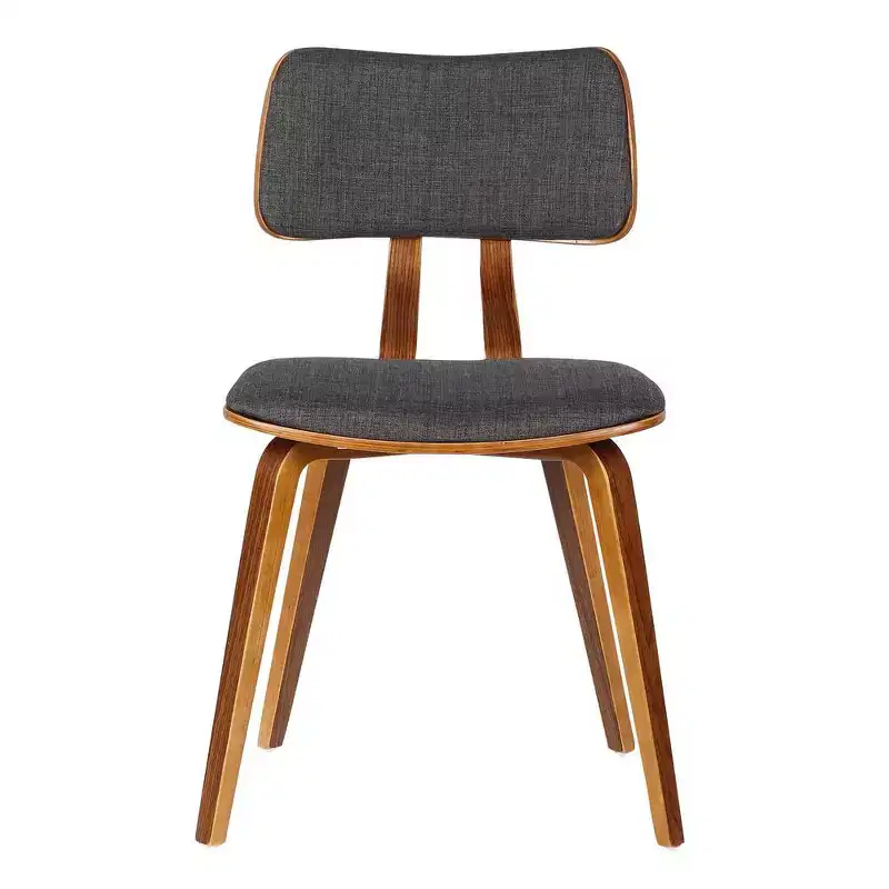 Armen Living,Jaguar Mid-Century Dining Chair in Walnut Wood and Charcoal Fabric