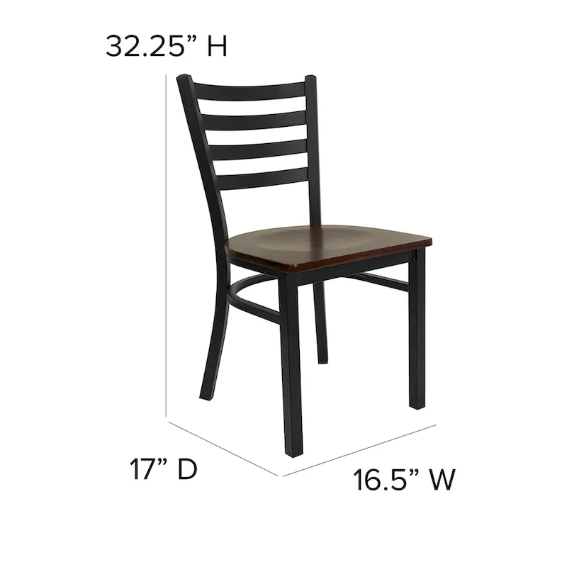 Ladder Back Metal Dining Chair with Wood Seat