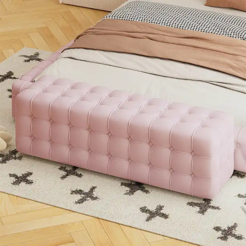 All Covered Velvet Upholstered Ottoman