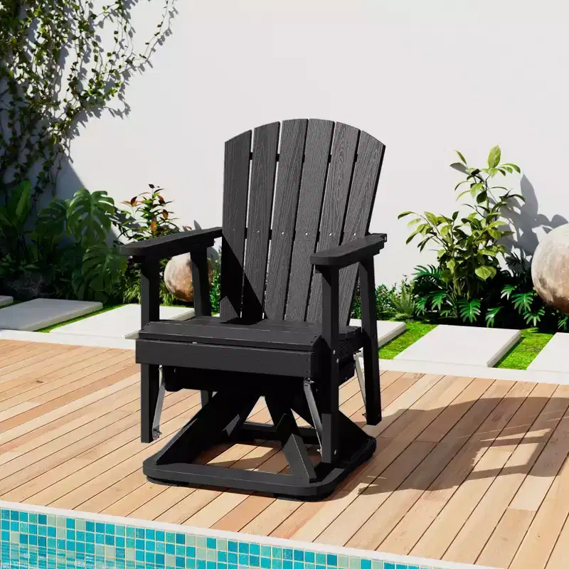HYLEORY Adirondack Swivel Rocking Glider Chair, HDPE Resin Rocking Glider Chair