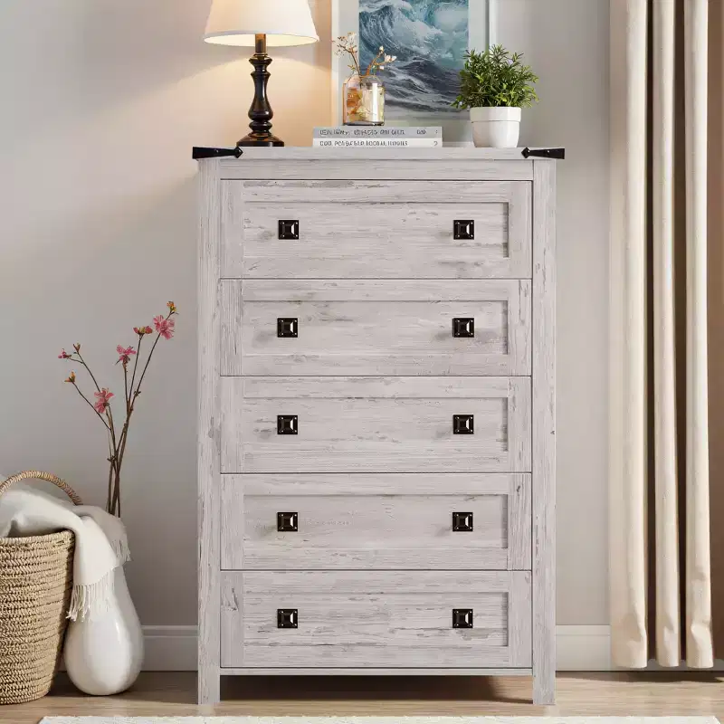 Dresser for Bedroom, Farmhouse Wood Rustic Wide Chest of Drawers, Storage Dressers Organizer for Bedroom, Living Room, Hallway