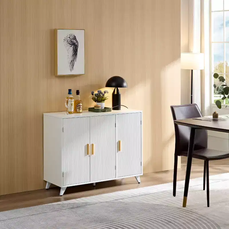 Okak Buffet Cabinet,Storage Cabinet with 3 Doors and Metal Handle,entryway cabinet for Living Room, Entryway, Kitchen