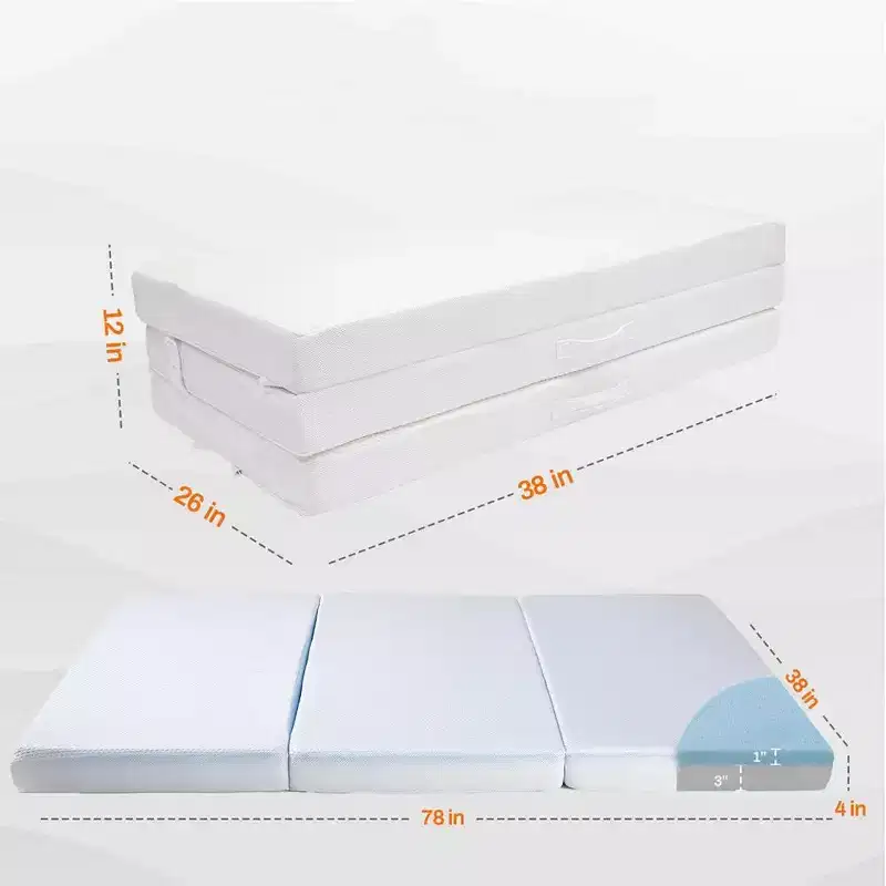 Tri-Fold Mattress with 1 Gel Infused Memory Foam