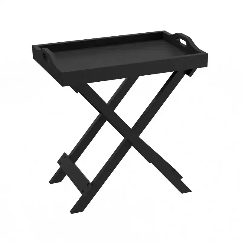 End Table with Removable Tray Top Black - Lavish Home: Folding, Portable, 22lb Capacity, Modern Style