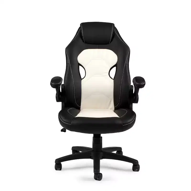 HomeStock 41 in.H Adjustable Height Black Faux Leather Seat Material with Swivels Office Chairs