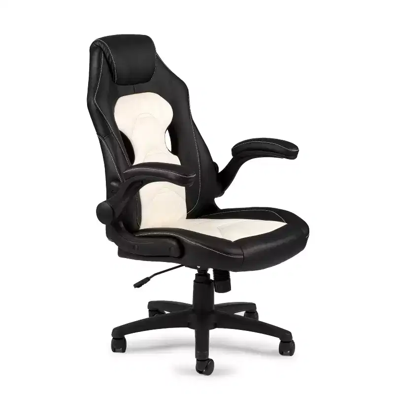 HomeStock 41 in.H Adjustable Height Black Faux Leather Seat Material with Swivels Office Chairs