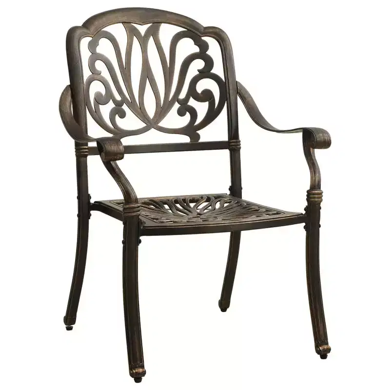 vidaXL Garden Chair Set of 2 Bronze Cast Aluminum Standard Tough