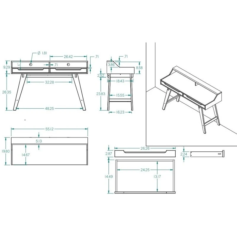 Seneca Two Drawer Desk