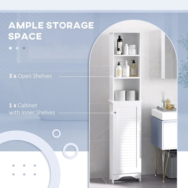 Tower with 3-Tier Open Adjustable Shelf