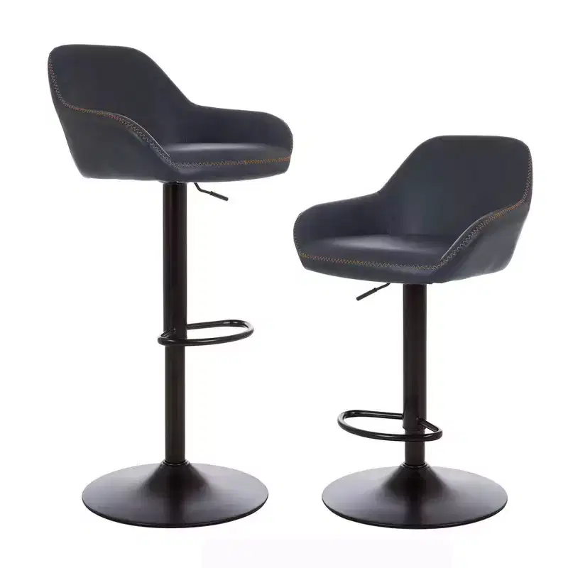 Set of 2 Mid Century Modern Leatherette Gaslift Adjustable Swivel Barstool - Glitzhome