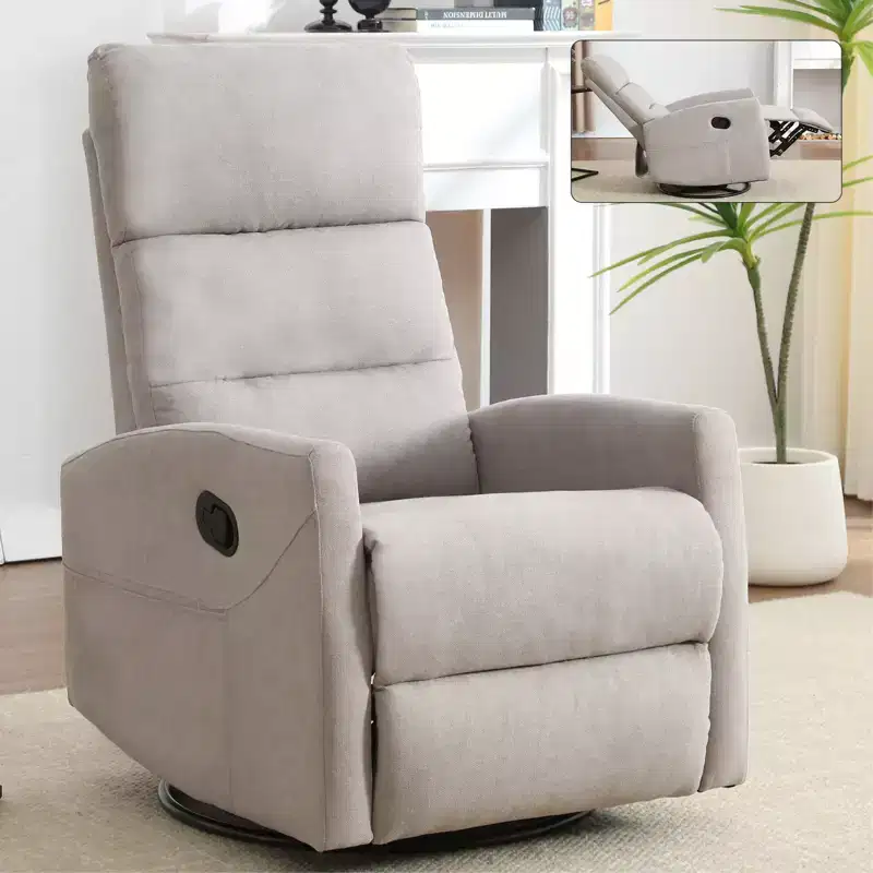 360 Swivel Rocking Recliner Chair, Upholstered Fabric Accent Chair