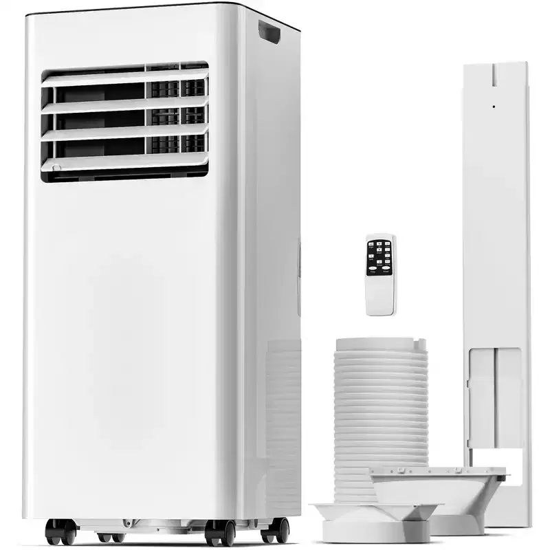 10,000 BTU Portable Air Conditioner, 4 Modes, Fast Cooling, Self-Evaporation, Remote Control, Timer, for Bedroom/Dorm/Indoor Use, White