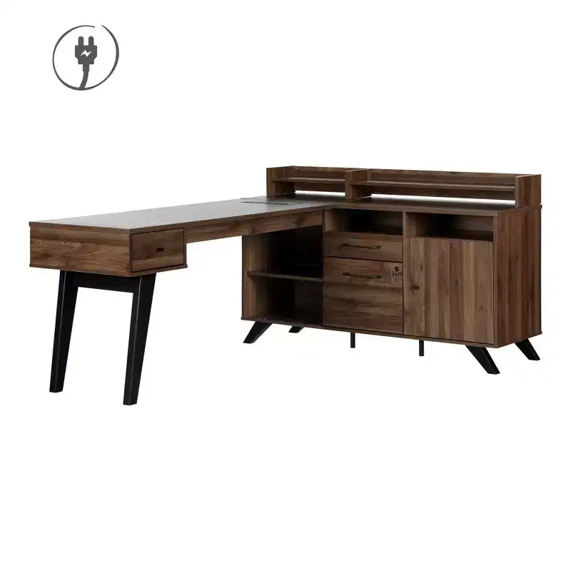 South Shore Twin Londen Bed Brown/Weathered Oak: 3 Drawers, Particle Board, 250lb Capacity