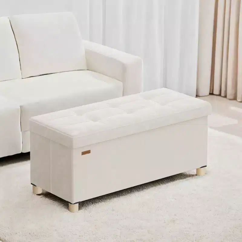Storage Ottoman Bench, Storage Chest with Lid, 15 x 30 x 15.2 Inches, Foot Rest Stool, 20 Gal. (77 L), for Bedroom, Living Room